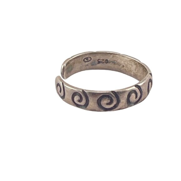 Vintage Sterling Silver Spiral Pattern Adjustable Toe Ring - Picture 4 of 5